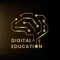 AI brain logo template digital education design