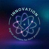 Innovation education logo template atom science design