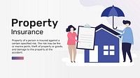 Property insurance blog banner template, flat graphic & text