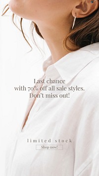Fashion sale Facebook story template, aesthetic ad design