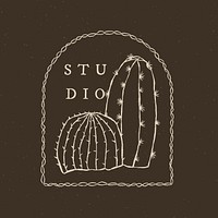 Retro cactus studio logo template 