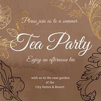 Tea party Instagram post template floral brown design