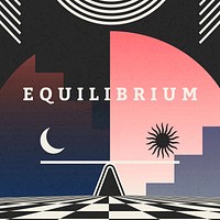 Equilibrium Instagram post template, retro futuristic design