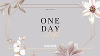 Floral promotion Facebook cover template, gray editable design