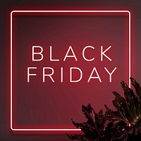 Black Friday Facebook ad template, red neon  design