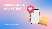 Social media marketing presentation template,  3D design