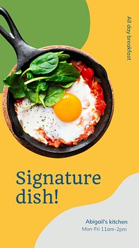 Restaurant social media story template, breakfast menu signature dish