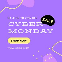 Cyber Monday Instagram ad template on Memphis design
