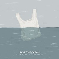 Stop pollution Instagram post template, save the ocean,  campaign