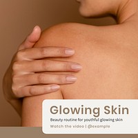 Glowing skin routine Instagram post template design