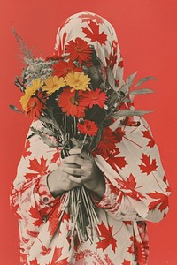 A Canadian woman flower leaf art.