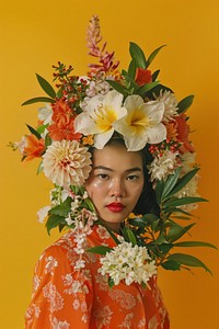 A Christmas wreath flower woman photography.