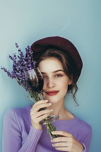 A wine glass woman photography portrait.