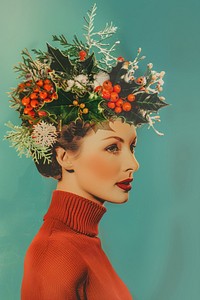 A Christmas wreath woman photography accessories.