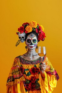 A wine glass woman Halloween festival.