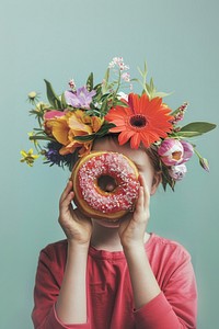 A donut flower confectionery photography.