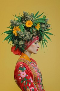 Marijuana woman head asteraceae.