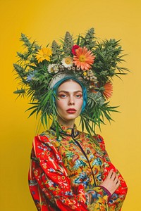 Marijuana woman dress head.