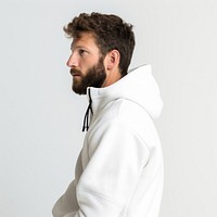 Men's white hoodie mockup psd