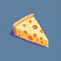 Triangle cheese pixel dessert pizza food.