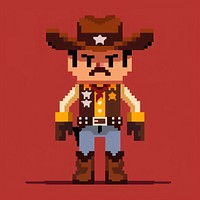 American cowboy sheriff pixel nutcracker symbol cross.