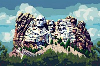 Mount rushmore pixel art landmark painting.