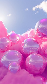 3d illustration of pattern pink cloud outdoors balloon purple.