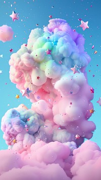 Cloud made by cotton candy fireworks outdoors confetti.