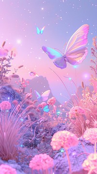 Meadow and butterflies outdoors lighting aquatic.