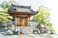 Temple sketch art architecture.