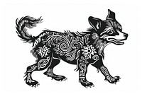 Thai street dog illustrated kangaroo stencil.