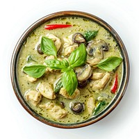 Thai green curry seafood plate meal.