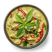 Thai green curry mutton plate food.