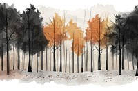 Autumn forest vegetation landscape painting.