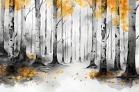 Autumn forest vegetation painting outdoors.