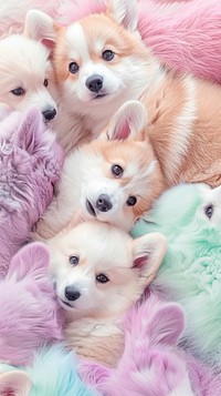 Fluffy pastel corgi dog animal canine mammal.