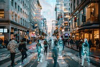 Augmented reality experiences street person people.