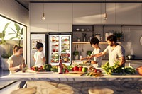 Smart refrigerator kitchen restaurant cafeteria.