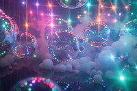Soap bubbles floating through a smoky nightclub light electronics lighting.