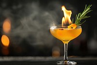 Smoky mezcal cocktail glass beverage alcohol.