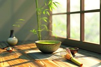Japanese tea ceremony bowl windowsill furniture.