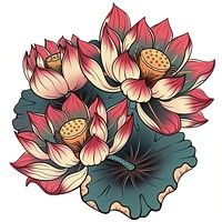 Tattoo illustration of a lotus illustrated graphics blossom.