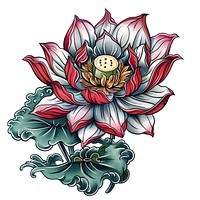 Tattoo illustration of a lotus graphics blossom pattern.