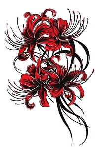 Tattoo illustration of a red spider lily graphics dynamite weaponry.