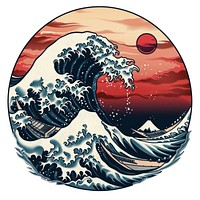 Tattoo illustration of a hokusai wave outdoors document passport.