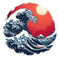 Tattoo illustration of a hokusai wave graphics outdoors dessert.