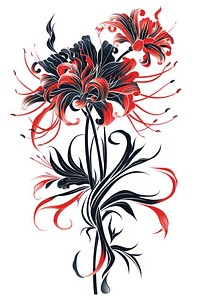 Tattoo illustration of a red spider lily graphics painting dynamite.