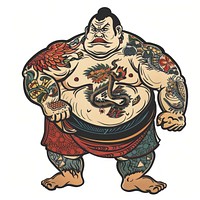 Tattoo illustration of a sumo wrestling person sports.