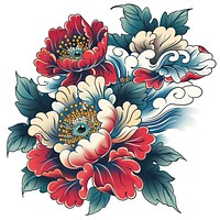Tattoo illustration of tsubaki flower graphics pattern blossom.