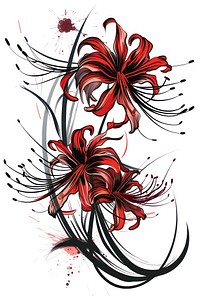 Tattoo illustration of a red spider lily graphics pattern blossom.